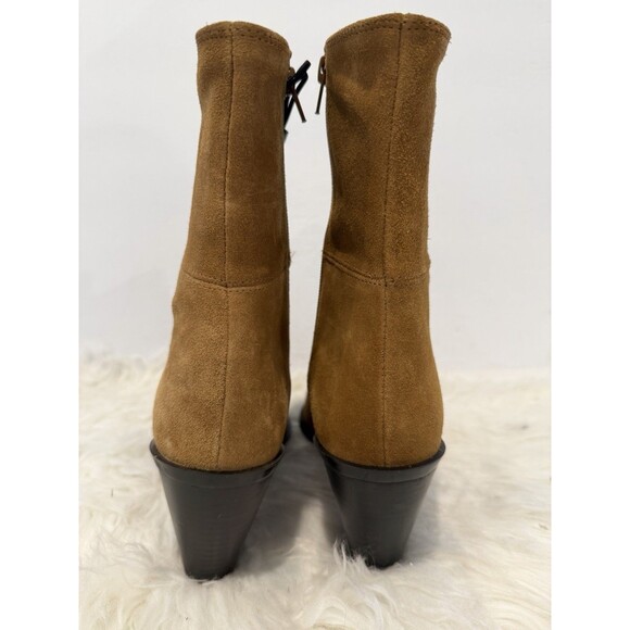 ZARA Women Square Toe Topstitched Split Suede Ankle Boots Brown US 9 EUR 40 - Picture 11 of 14